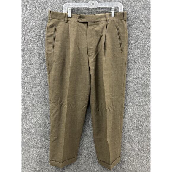 Vintage JACK VICTOR Riviera Brown Flat Front Wool Dress Pants Sz 36 Canada Made - Picture 1 of 16